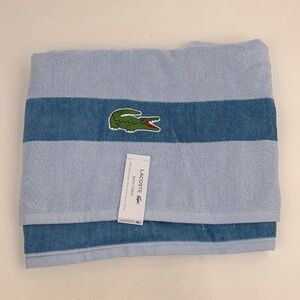 Lacoste Bath Towel Shades of Blue Alligator logo 30x52 inch New NWT
